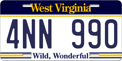 WV license plate 4NN990