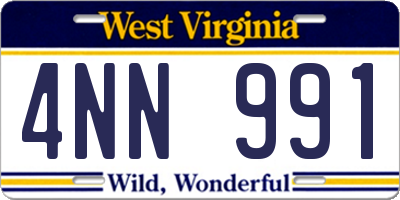 WV license plate 4NN991