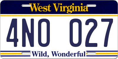 WV license plate 4NO027
