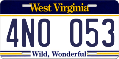 WV license plate 4NO053