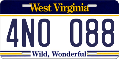 WV license plate 4NO088