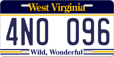 WV license plate 4NO096