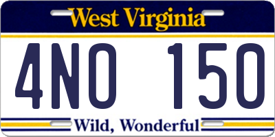 WV license plate 4NO150