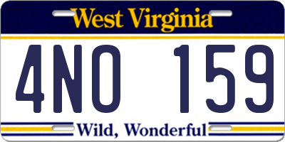 WV license plate 4NO159