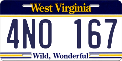WV license plate 4NO167