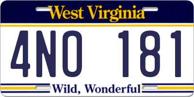 WV license plate 4NO181