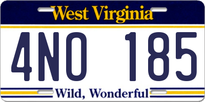 WV license plate 4NO185