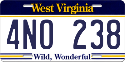 WV license plate 4NO238