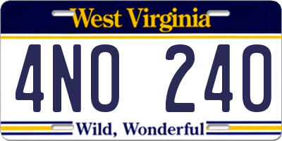 WV license plate 4NO240