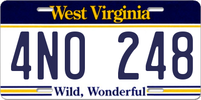 WV license plate 4NO248