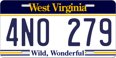 WV license plate 4NO279