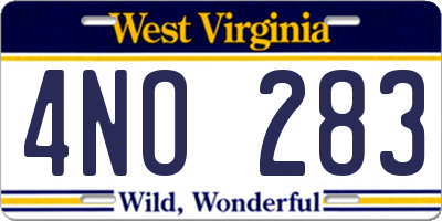 WV license plate 4NO283