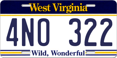 WV license plate 4NO322