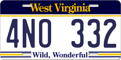 WV license plate 4NO332