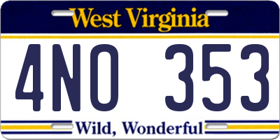 WV license plate 4NO353