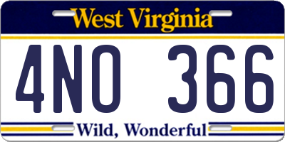 WV license plate 4NO366