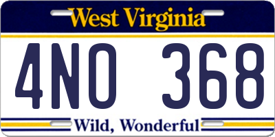 WV license plate 4NO368