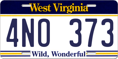 WV license plate 4NO373