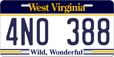 WV license plate 4NO388
