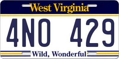 WV license plate 4NO429