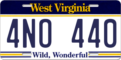 WV license plate 4NO440