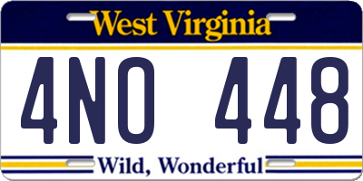 WV license plate 4NO448