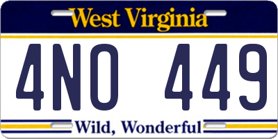 WV license plate 4NO449