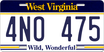 WV license plate 4NO475