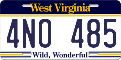 WV license plate 4NO485