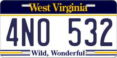 WV license plate 4NO532
