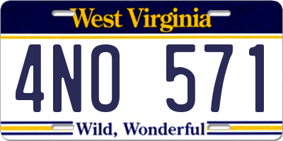 WV license plate 4NO571