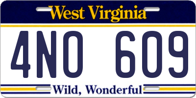 WV license plate 4NO609