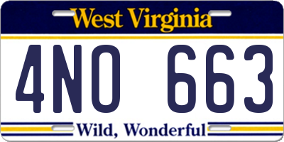 WV license plate 4NO663