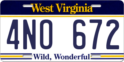WV license plate 4NO672