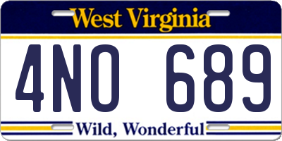 WV license plate 4NO689