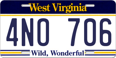 WV license plate 4NO706