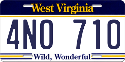 WV license plate 4NO710