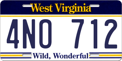 WV license plate 4NO712