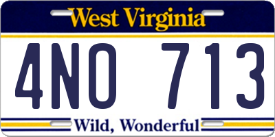 WV license plate 4NO713