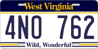 WV license plate 4NO762