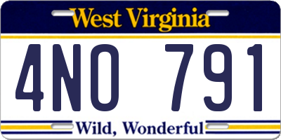 WV license plate 4NO791