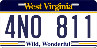 WV license plate 4NO811
