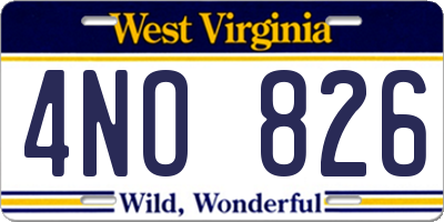 WV license plate 4NO826