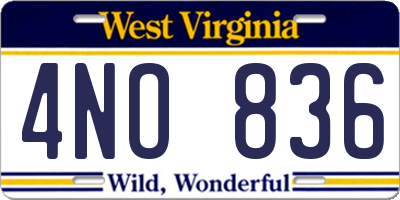 WV license plate 4NO836