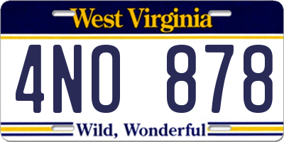 WV license plate 4NO878