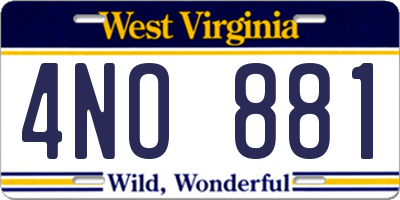 WV license plate 4NO881