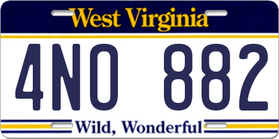 WV license plate 4NO882
