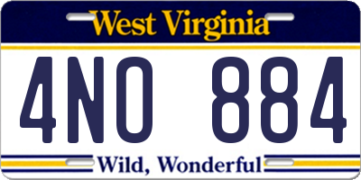 WV license plate 4NO884