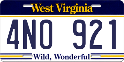 WV license plate 4NO921