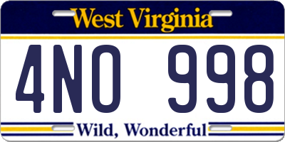 WV license plate 4NO998